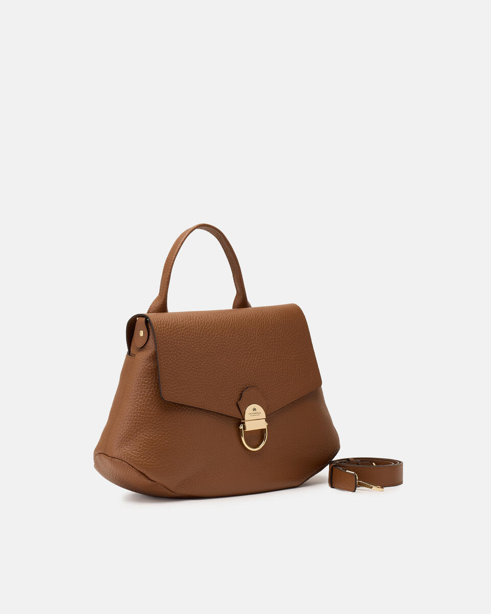 Jess large flap bag in pelle Caramel  - Cuoieria Fiorentina