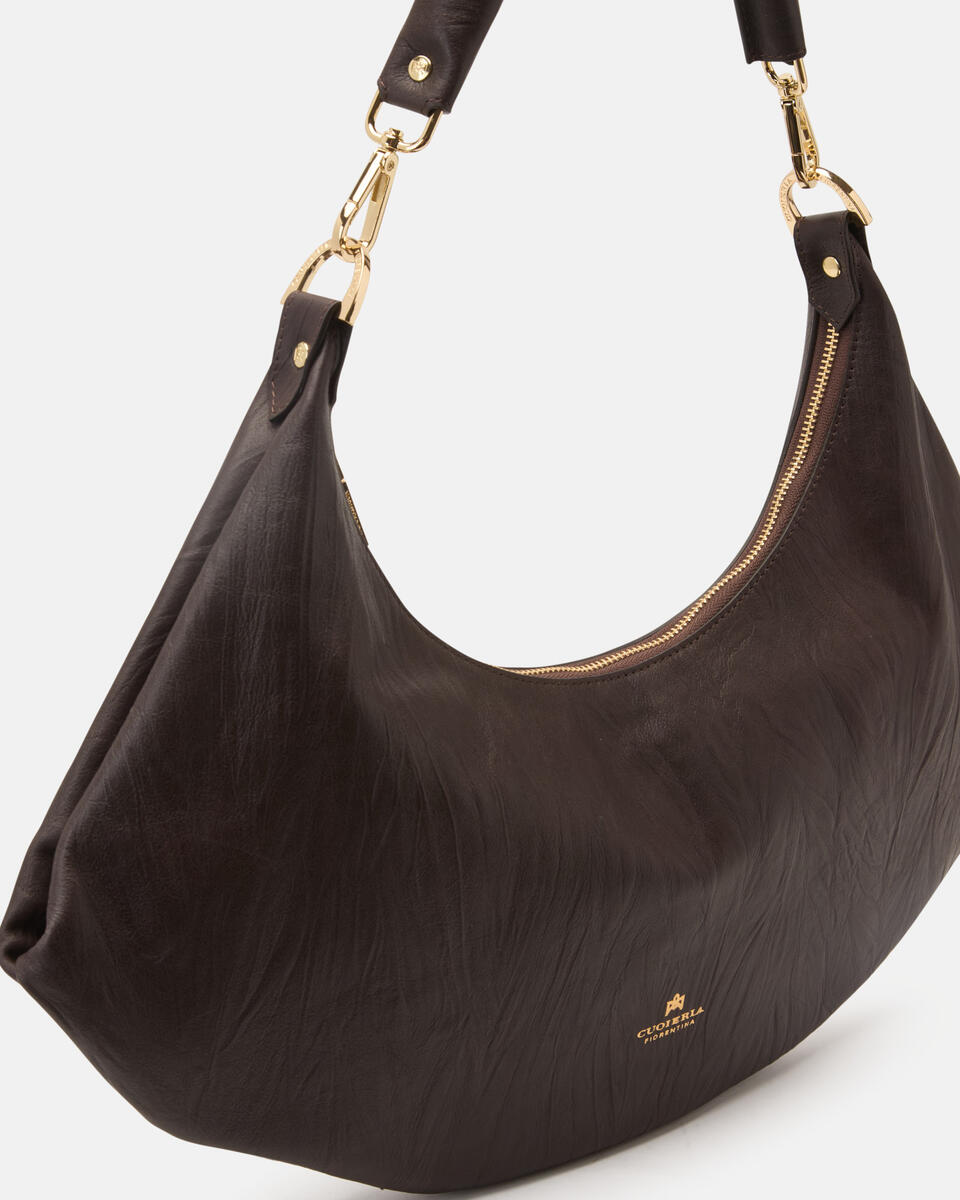 HOBO BAG Chocolate  - Shoulder Bags - Women's Bags - Bags - Cuoieria Fiorentina