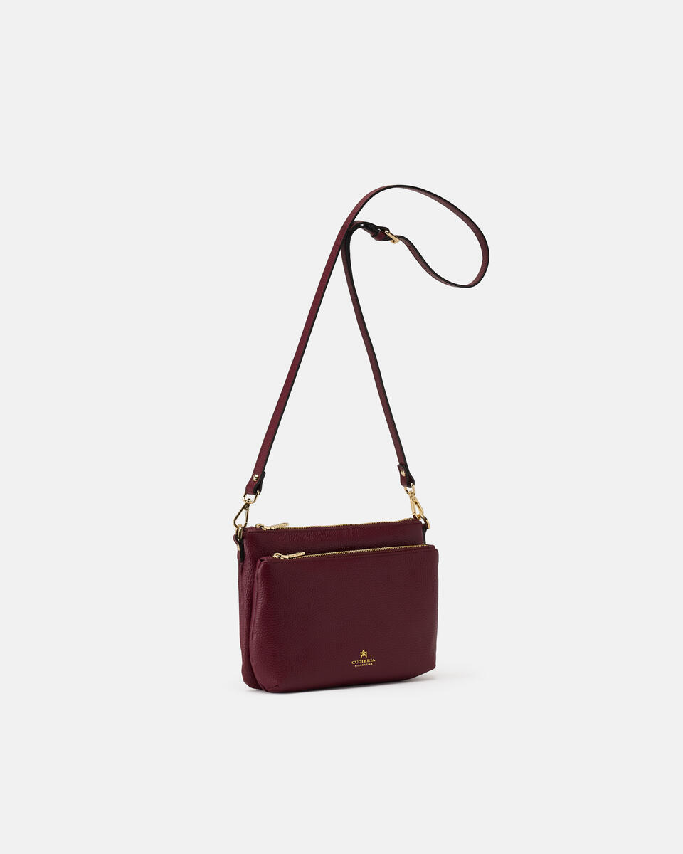 Velvet Boho double pouch Bordeaux  - Tracolla - Borse Donna - Borse - Cuoieria Fiorentina