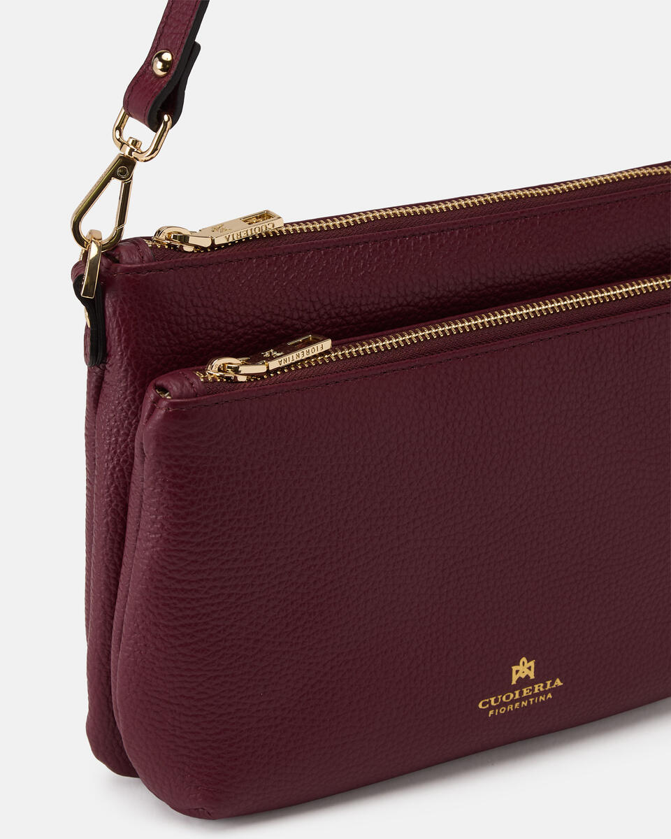 Velvet Boho double pouch Bordeaux  - Tracolla - Borse Donna - Borse - Cuoieria Fiorentina