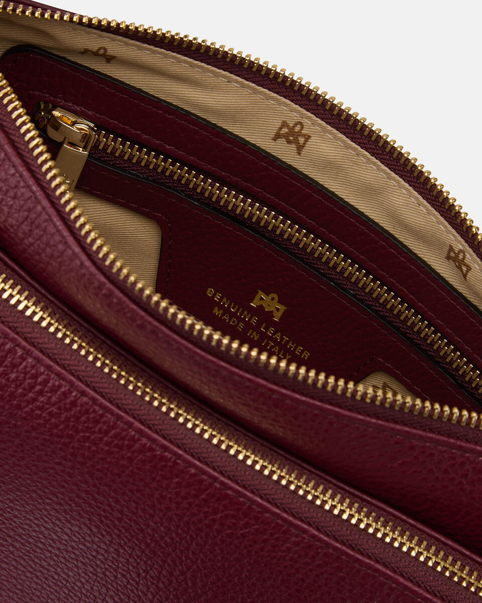 Velvet Boho double pouch Bordeaux  - Tracolla - Borse Donna - Borse - Cuoieria Fiorentina