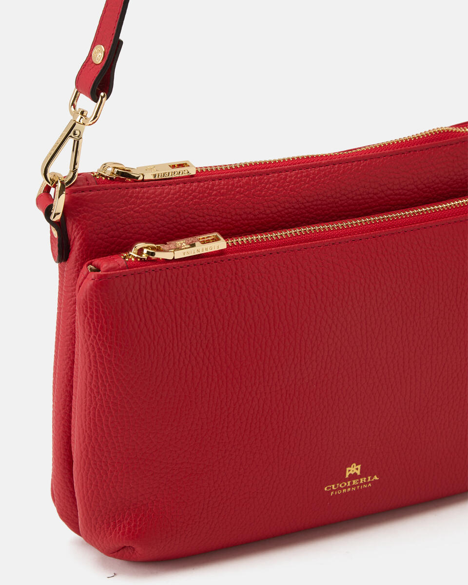DOUBLE POUCH Tomato  - Crossbody Bags - Women's Bags - Bags - Cuoieria Fiorentina