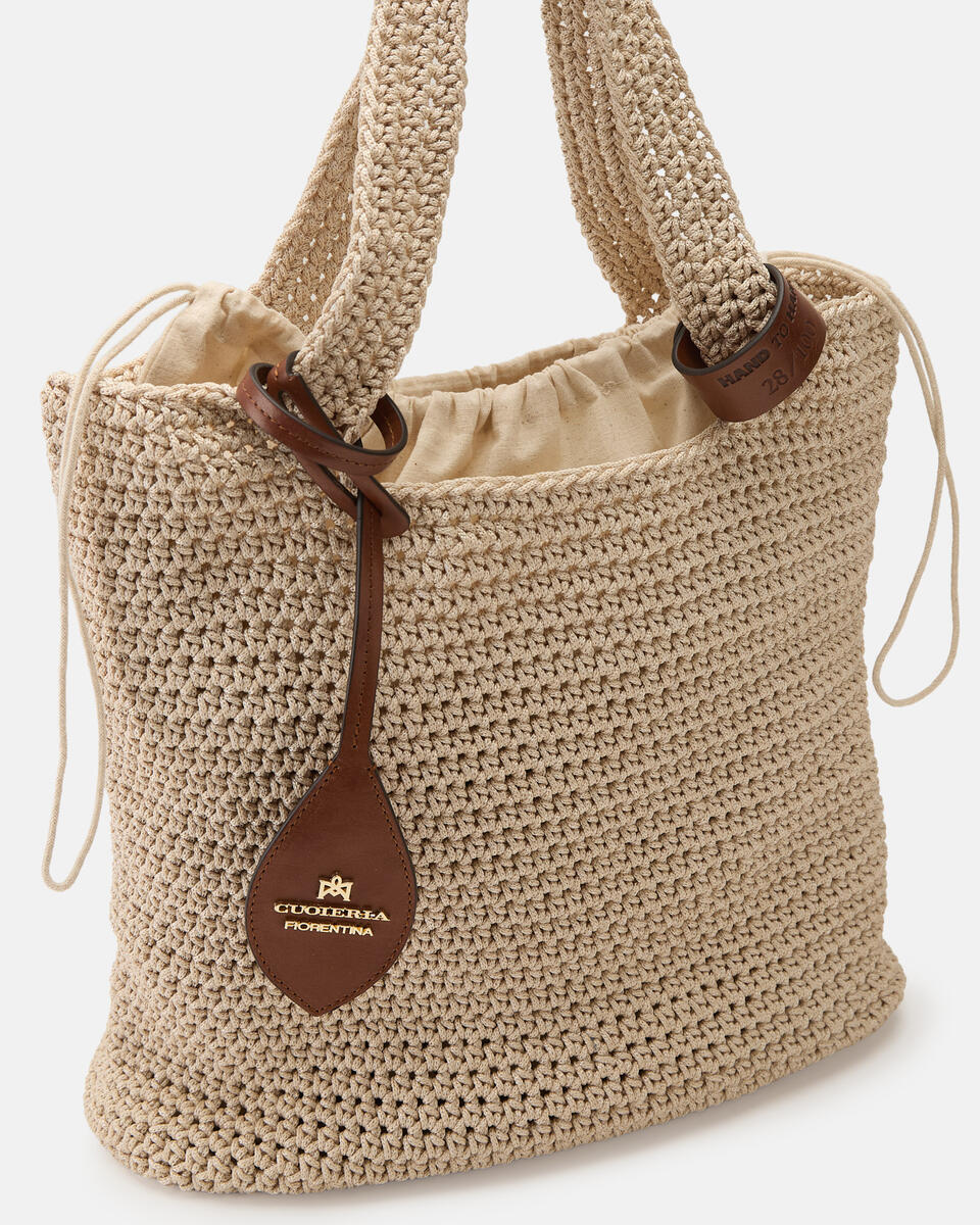 Sandy shopping crochet Naturale  - Shopping - Borse Donna - Borse - Cuoieria Fiorentina