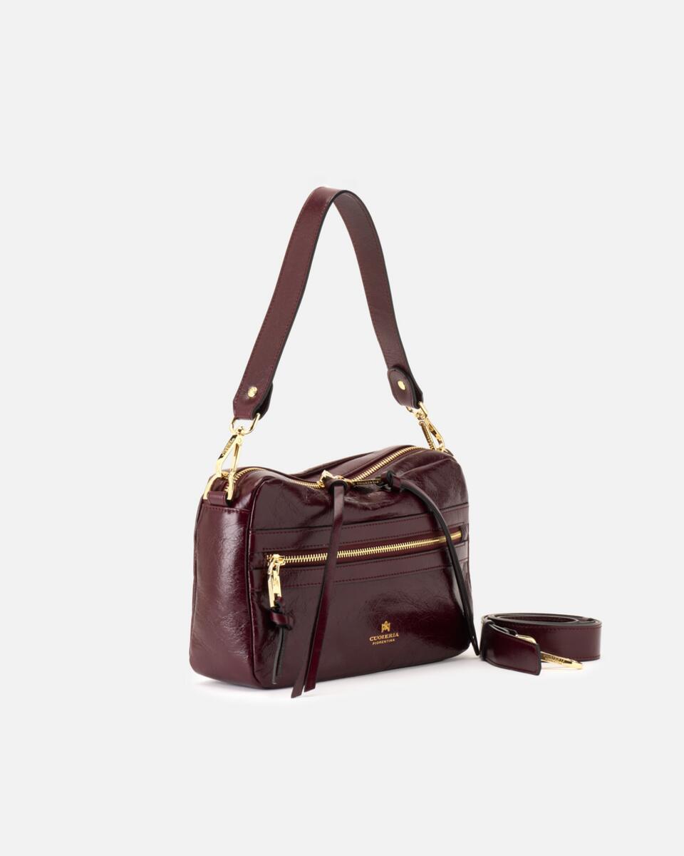 LARGE CAMERA BAG Black cherry  - Cuoieria Fiorentina