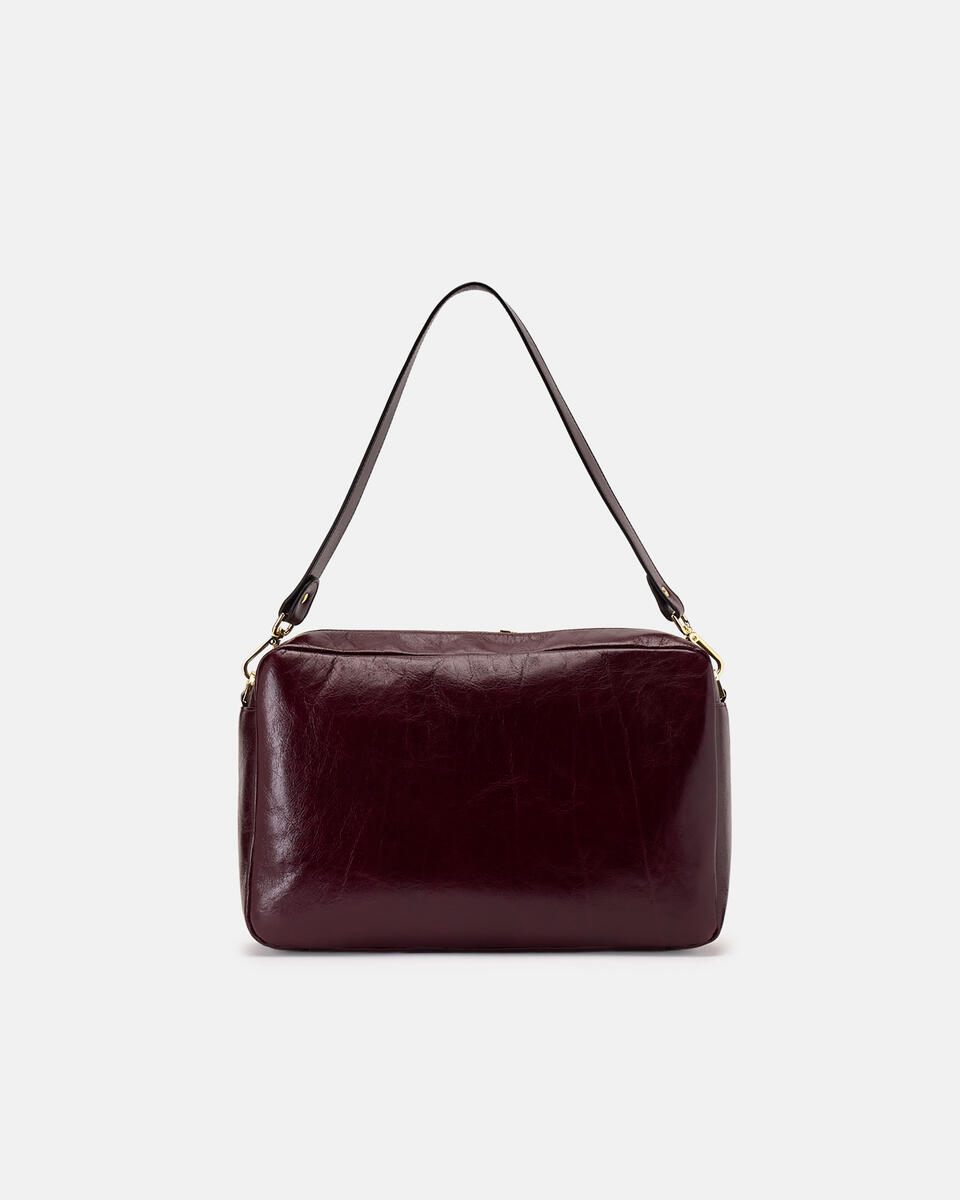 LARGE CAMERA BAG Black cherry  - Cuoieria Fiorentina