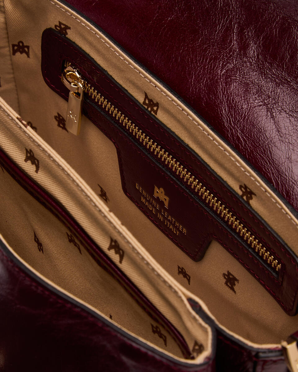 SMALL FLAP BAG Black cherry  - Cuoieria Fiorentina