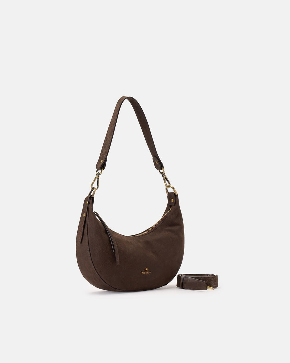 Eva soft Small Hobo Nabuck Cioccolato  - Tote Bag - Borse Donna - Borse - Cuoieria Fiorentina
