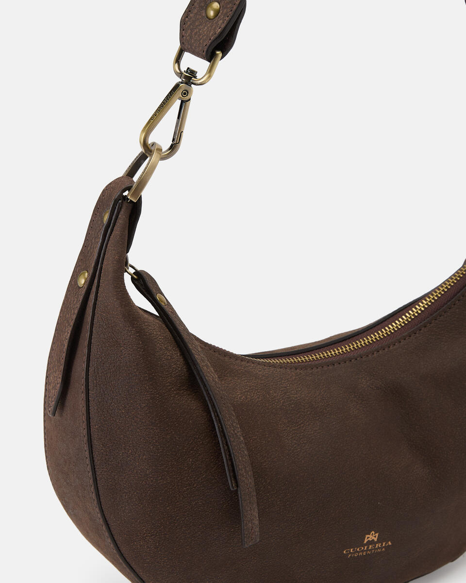 Eva soft Small Hobo Nabuck Cioccolato  - Tote Bag - Borse Donna - Borse - Cuoieria Fiorentina