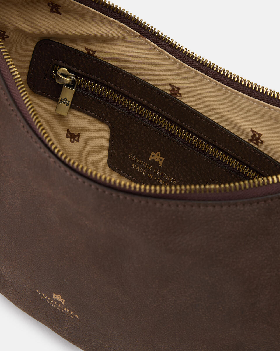 Eva soft Small Hobo Nabuck Cioccolato  - Tote Bag - Borse Donna - Borse - Cuoieria Fiorentina