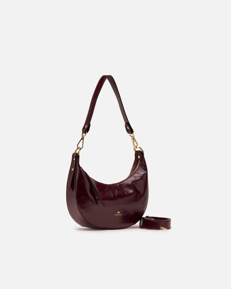 SMALL HOBO BAG Black cherry  - Cuoieria Fiorentina