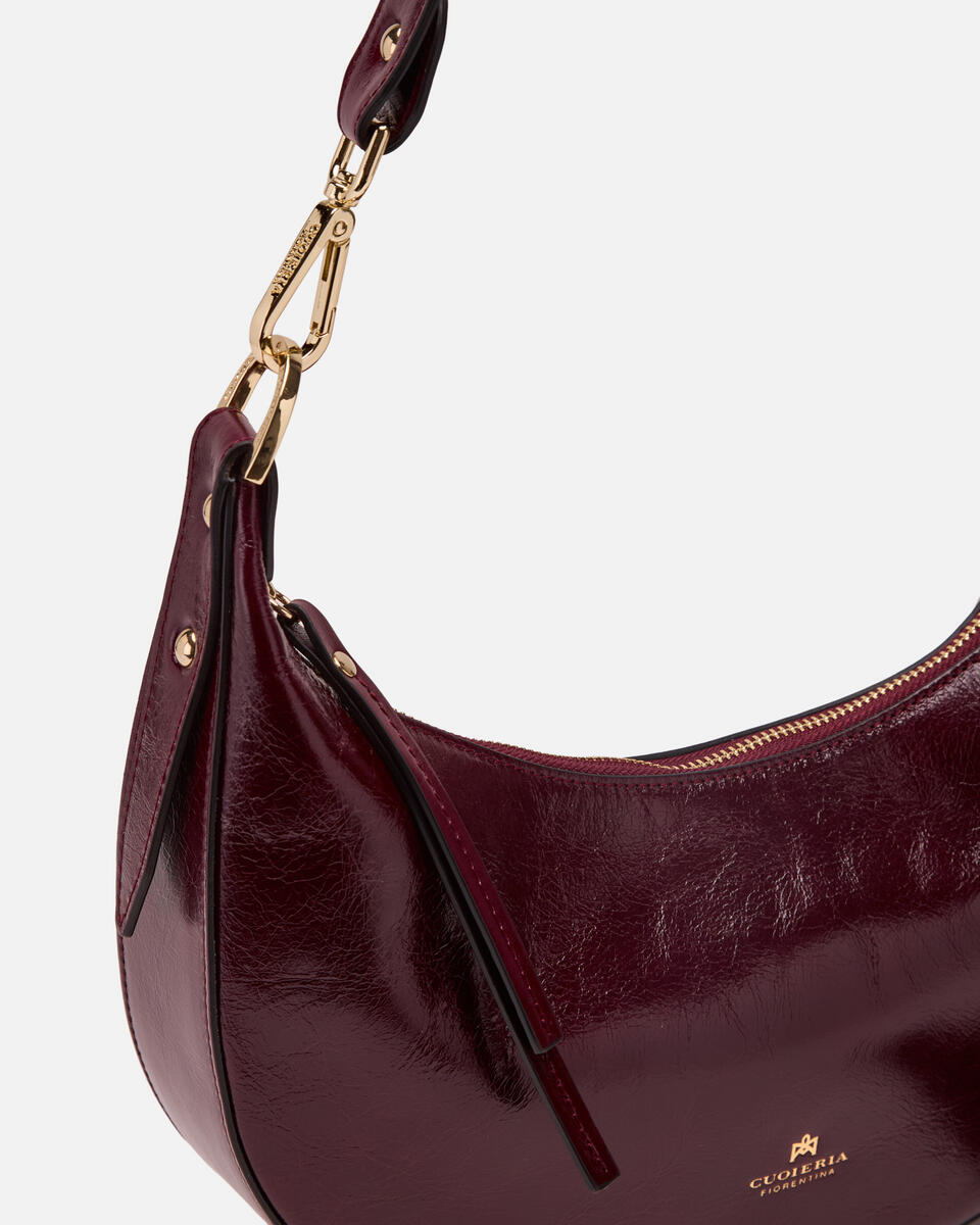 SMALL HOBO BAG Black cherry  - Cuoieria Fiorentina
