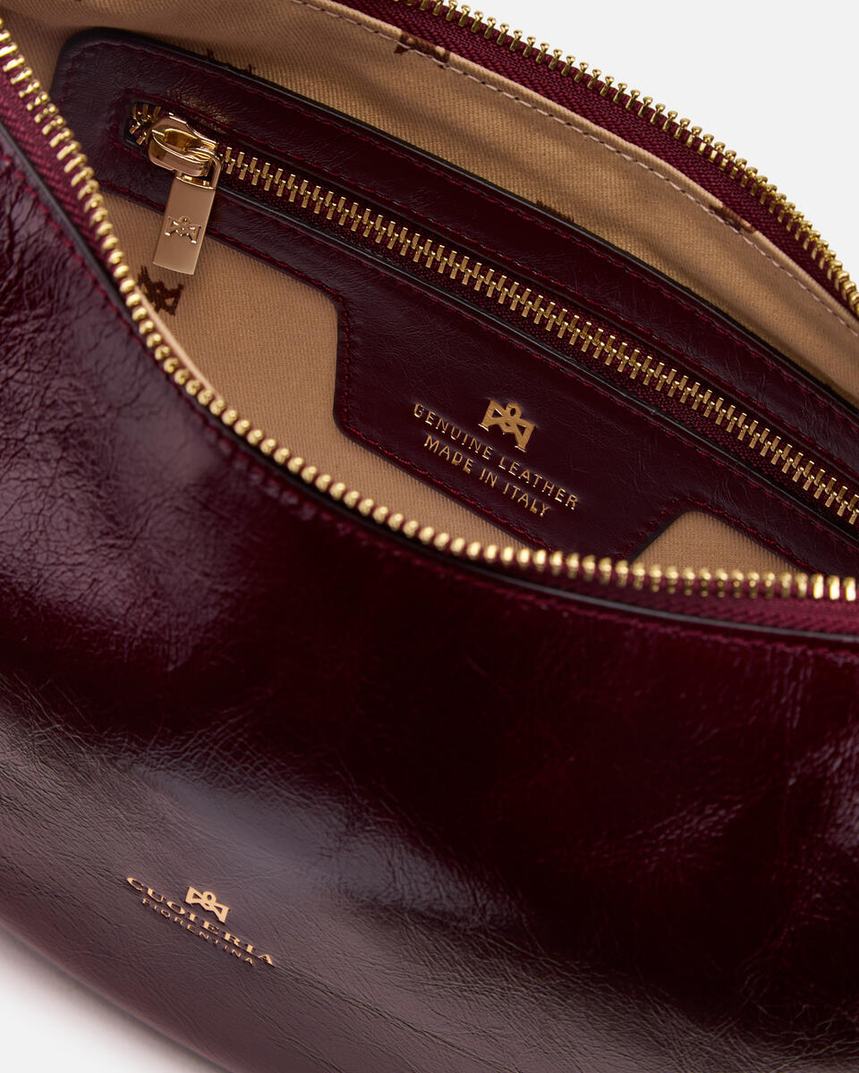 SMALL HOBO BAG Black cherry  - Cuoieria Fiorentina
