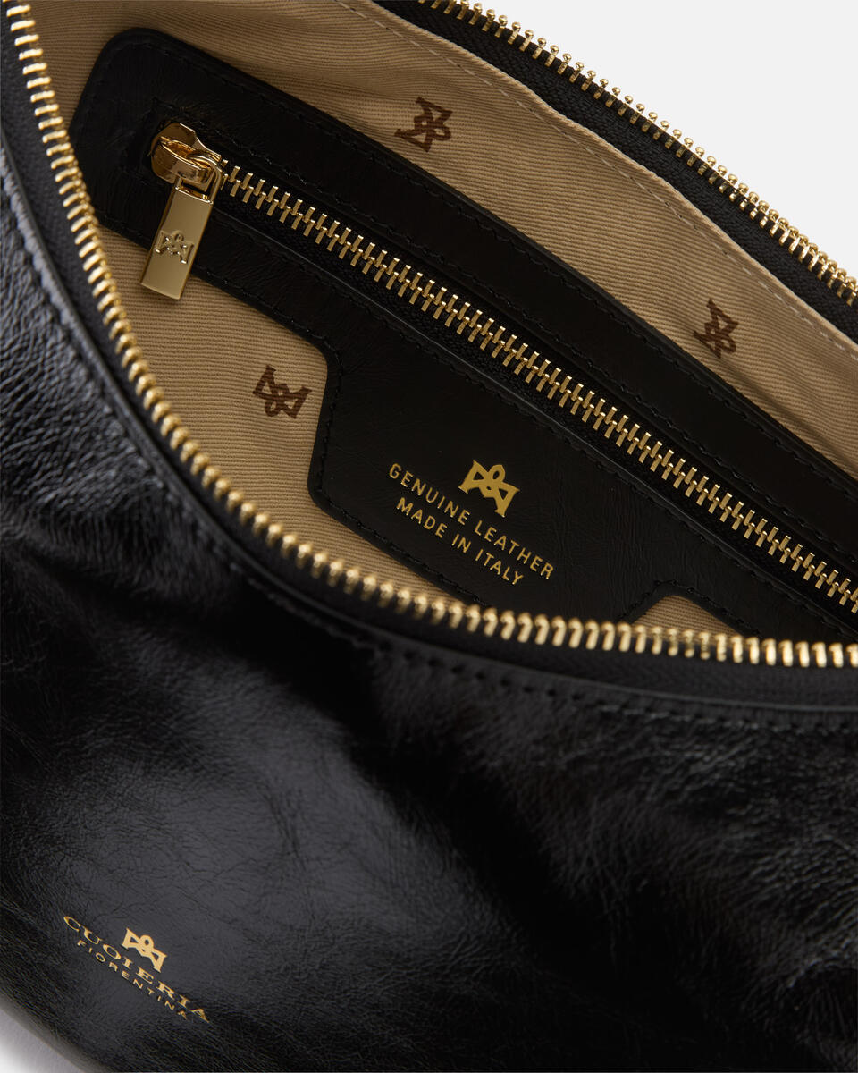 SMALL HOBO BAG Black  - Cuoieria Fiorentina