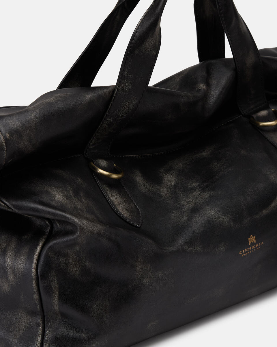 Axel Large Duffle Uomo Vitello Texas Nero  - Cuoieria Fiorentina