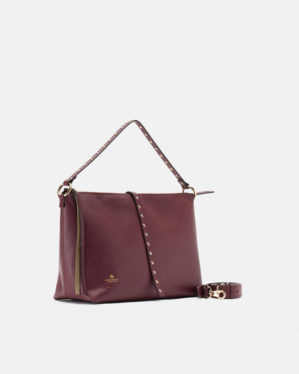 Iris Large hobo dollaro doublecon borchie bigalvanica Bordeaux  - Borse A Spalla - Borse Donna - Borse - Cuoieria Fiorentina