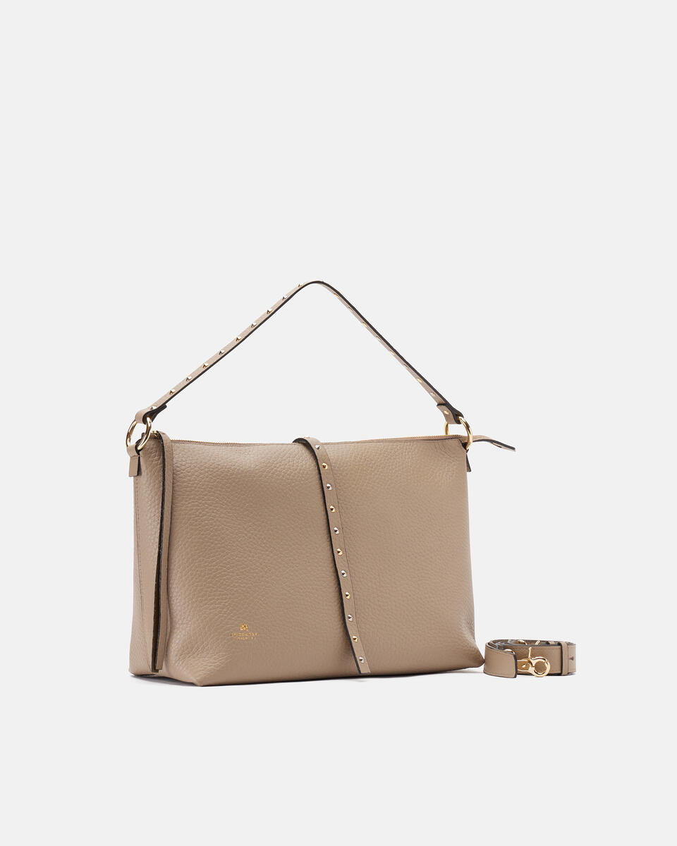 Iris Large hobo dollaro doublecon borchie bigalvanica Taupe  - Borse A Spalla - Borse Donna - Borse - Cuoieria Fiorentina
