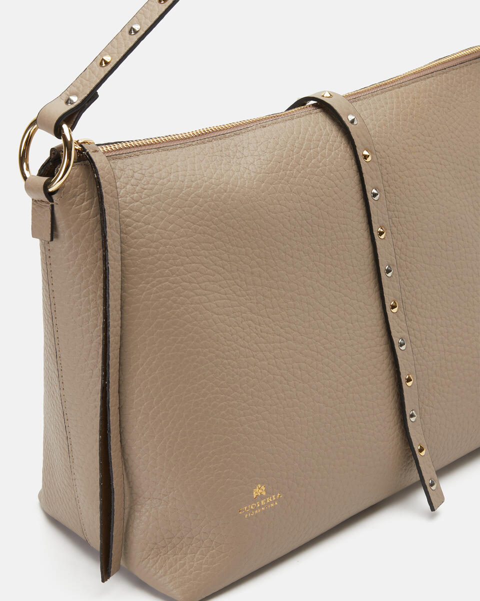 Iris Large hobo dollaro doublecon borchie bigalvanica Taupe  - Borse A Spalla - Borse Donna - Borse - Cuoieria Fiorentina