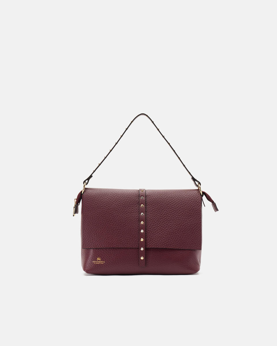 Iris Large Flap bag dollaro doublecon borchie bigalvanica Bordeaux  - Messenger - Borse Donna - Borse - Cuoieria Fiorentina