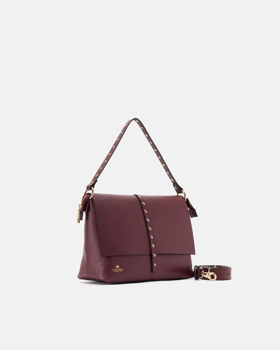 Iris Large Flap bag dollaro doublecon borchie bigalvanica Bordeaux  - Messenger - Borse Donna - Borse - Cuoieria Fiorentina