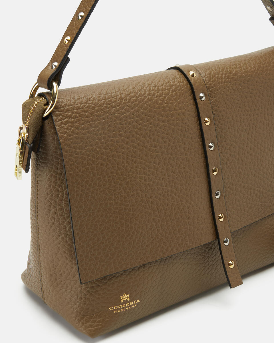 Iris Large Flap bag dollaro doublecon borchie bigalvanica Militare  - Messenger - Borse Donna - Borse - Cuoieria Fiorentina