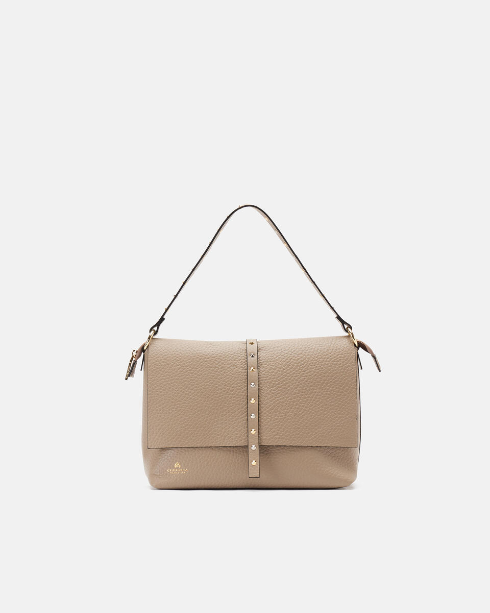 Iris Large Flap bag dollaro doublecon borchie bigalvanica Taupe  - Borse - Special Price - Cuoieria Fiorentina