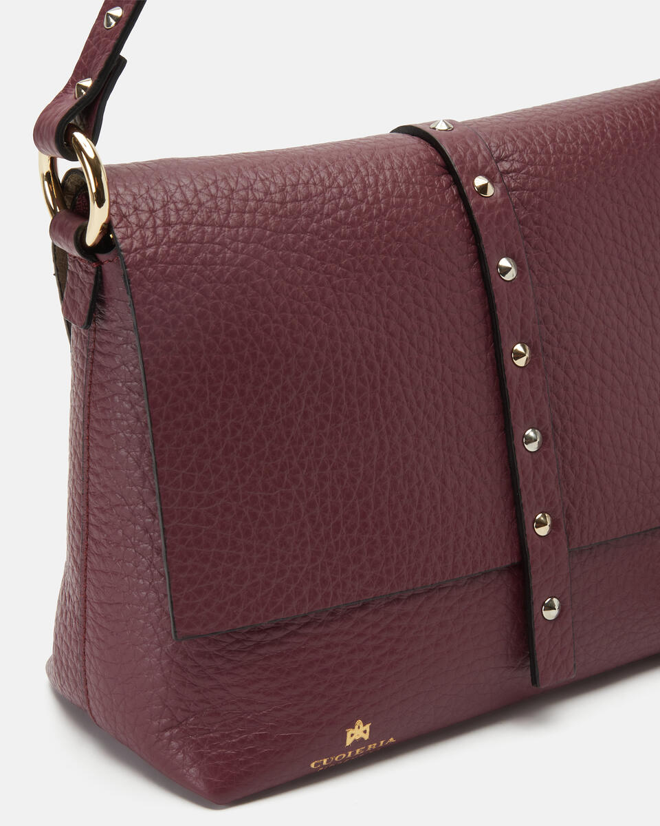 Iris Small Flap bag dollaro doublecon borchie bigalvanica Bordeaux  - Borse - Special Price - Cuoieria Fiorentina