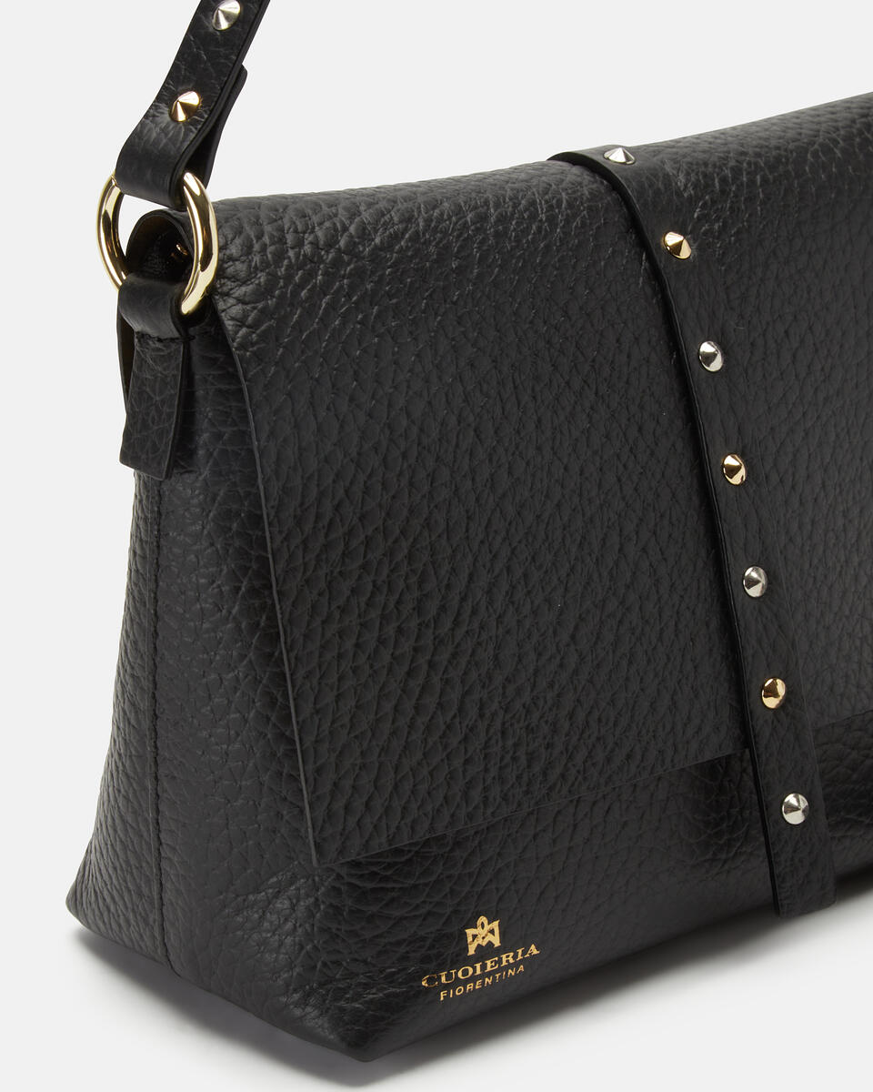 Iris Small Flap bag dollaro doublecon borchie bigalvanica Nero  - Messenger - Borse Donna - Borse - Cuoieria Fiorentina