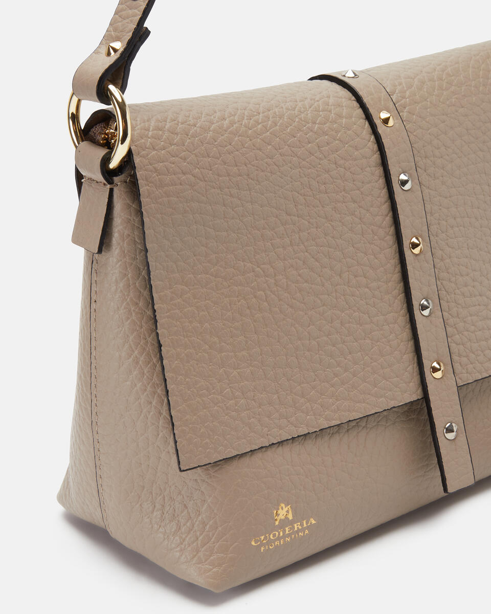 Iris Small Flap bag dollaro doublecon borchie bigalvanica Taupe  - Borse - Special Price - Cuoieria Fiorentina