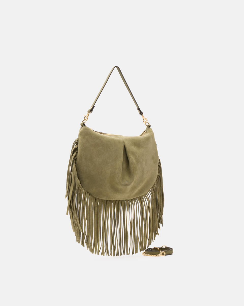 Emma Folk Mini Pouch Forest green   - Cuoieria Fiorentina