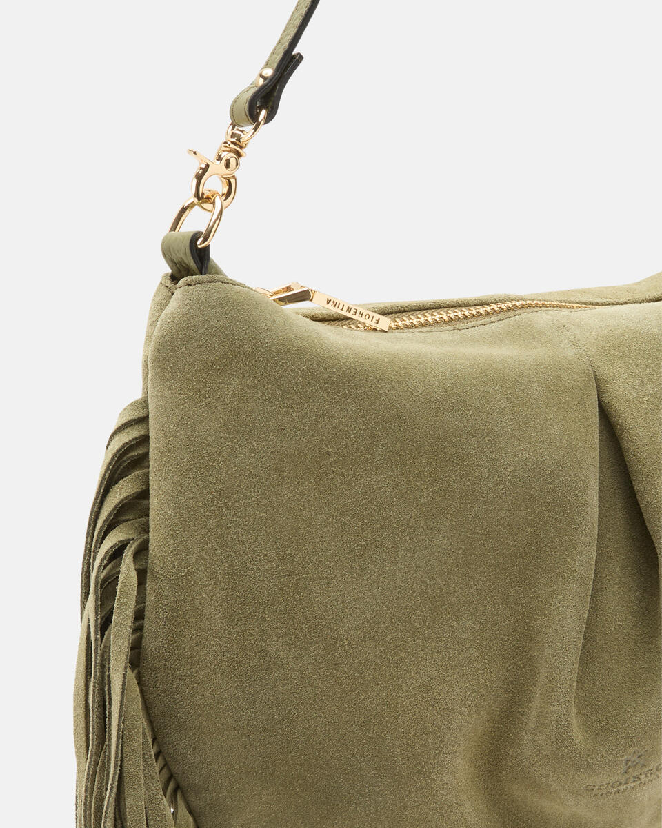 Emma Folk Mini Pouch Forest green   - Cuoieria Fiorentina