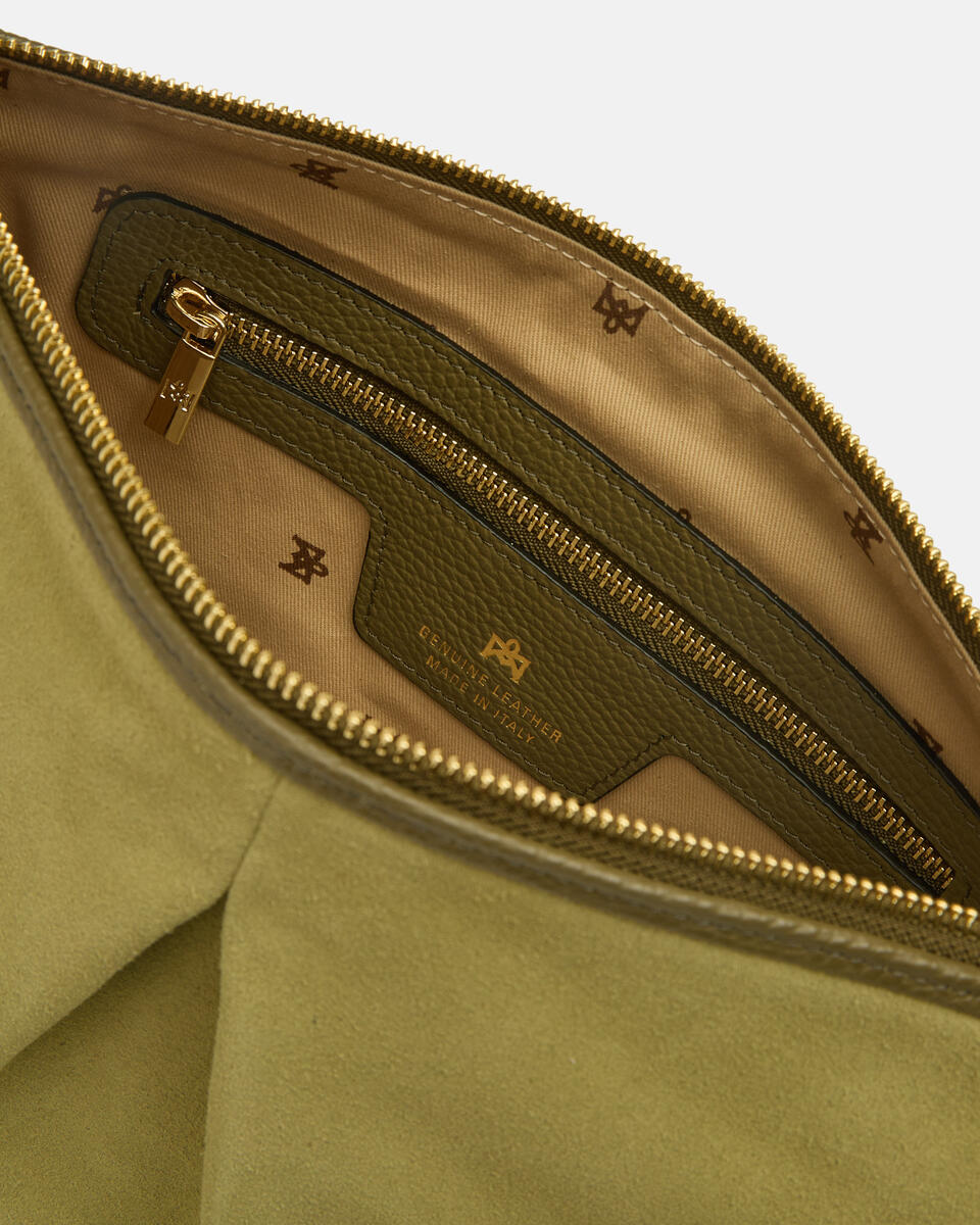POUCH WITH FRINGES Forest green   - Cuoieria Fiorentina