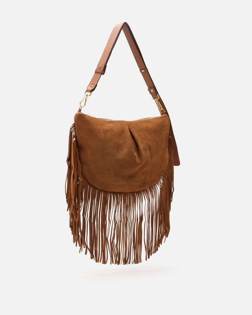POUCH WITH FRINGES Caramel  - Cuoieria Fiorentina