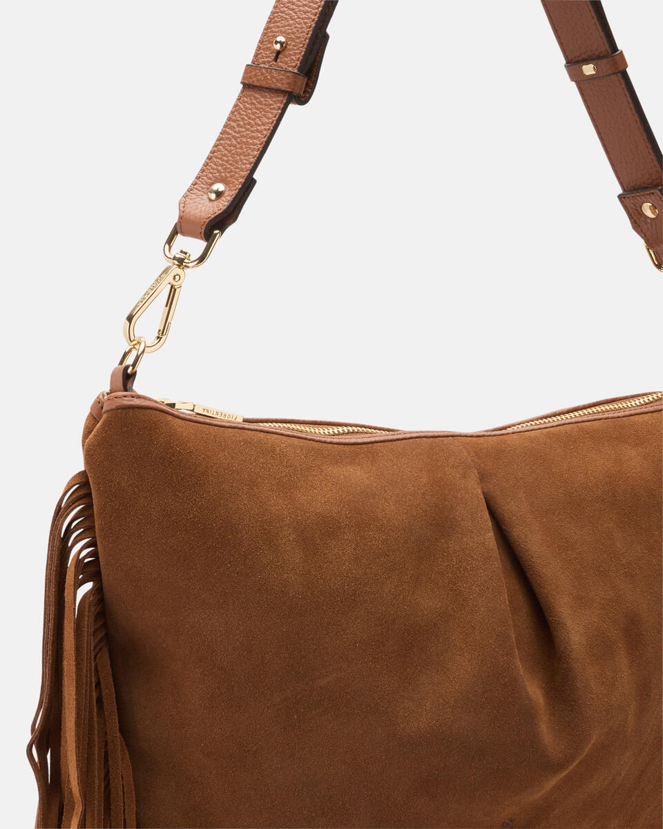 POUCH WITH FRINGES Caramel  - Cuoieria Fiorentina