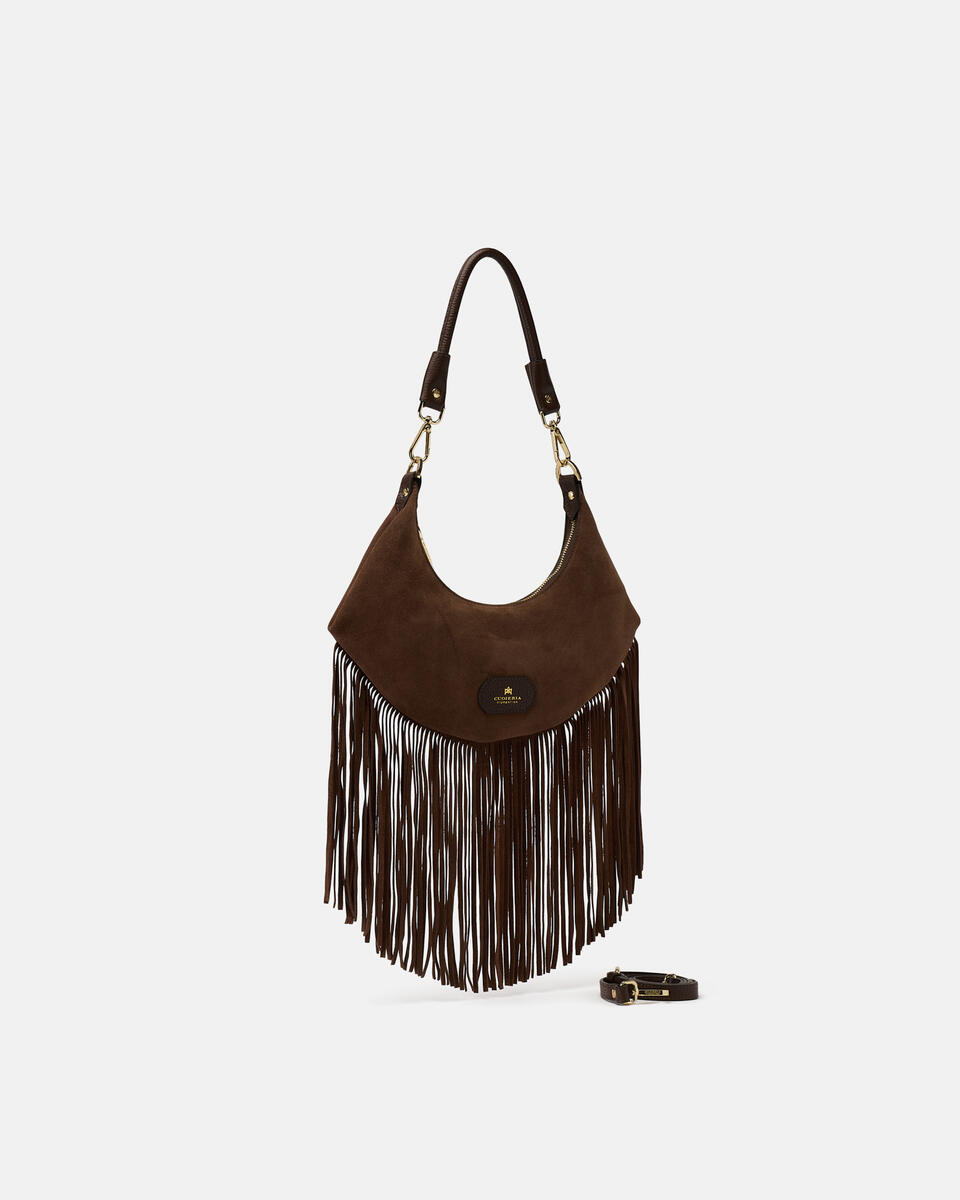 Sienna small hobo con frange Cioccolato  - Borse A Spalla - Borse Donna - Borse - Cuoieria Fiorentina