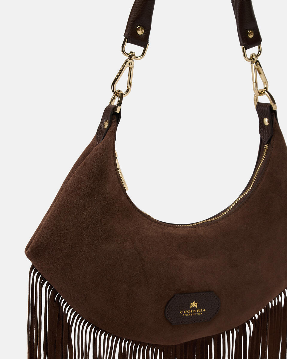 Sienna small hobo con frange Cioccolato  - Borse A Spalla - Borse Donna - Borse - Cuoieria Fiorentina
