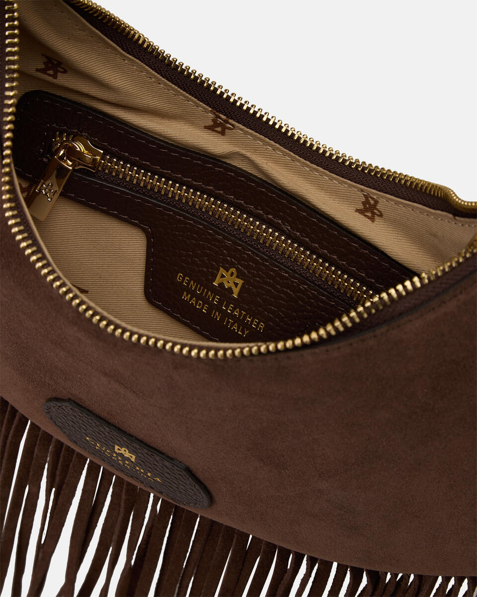 Sienna small hobo con frange Cioccolato  - Borse A Spalla - Borse Donna - Borse - Cuoieria Fiorentina