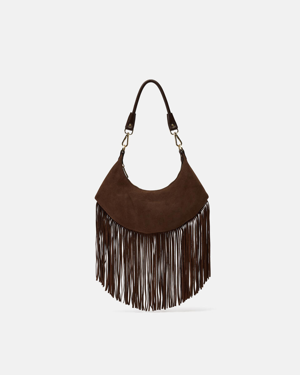 Sienna small hobo con frange Cioccolato  - Borse A Spalla - Borse Donna - Borse - Cuoieria Fiorentina