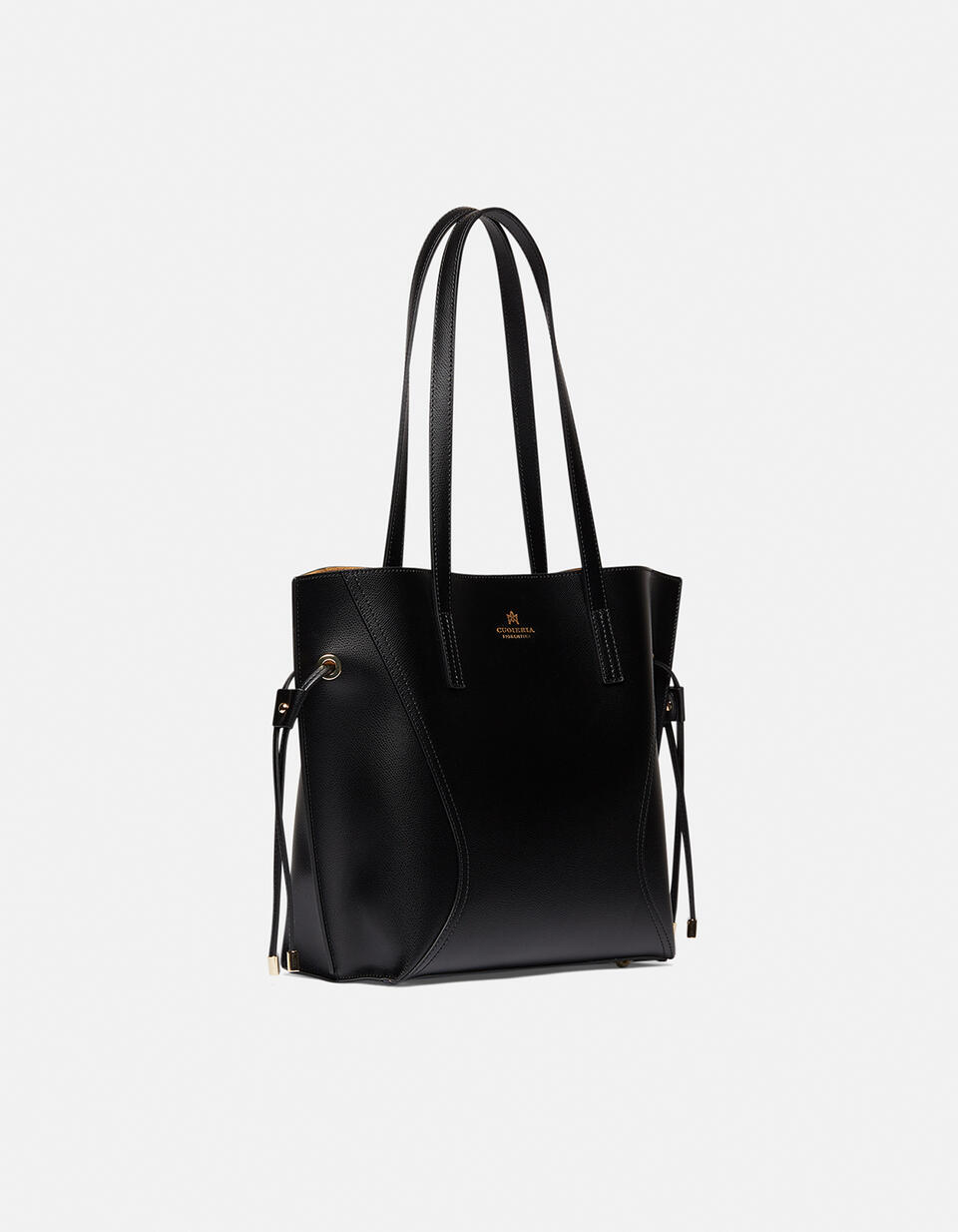 Shopping bag monocromo in Vitello Nero  - Cuoieria Fiorentina
