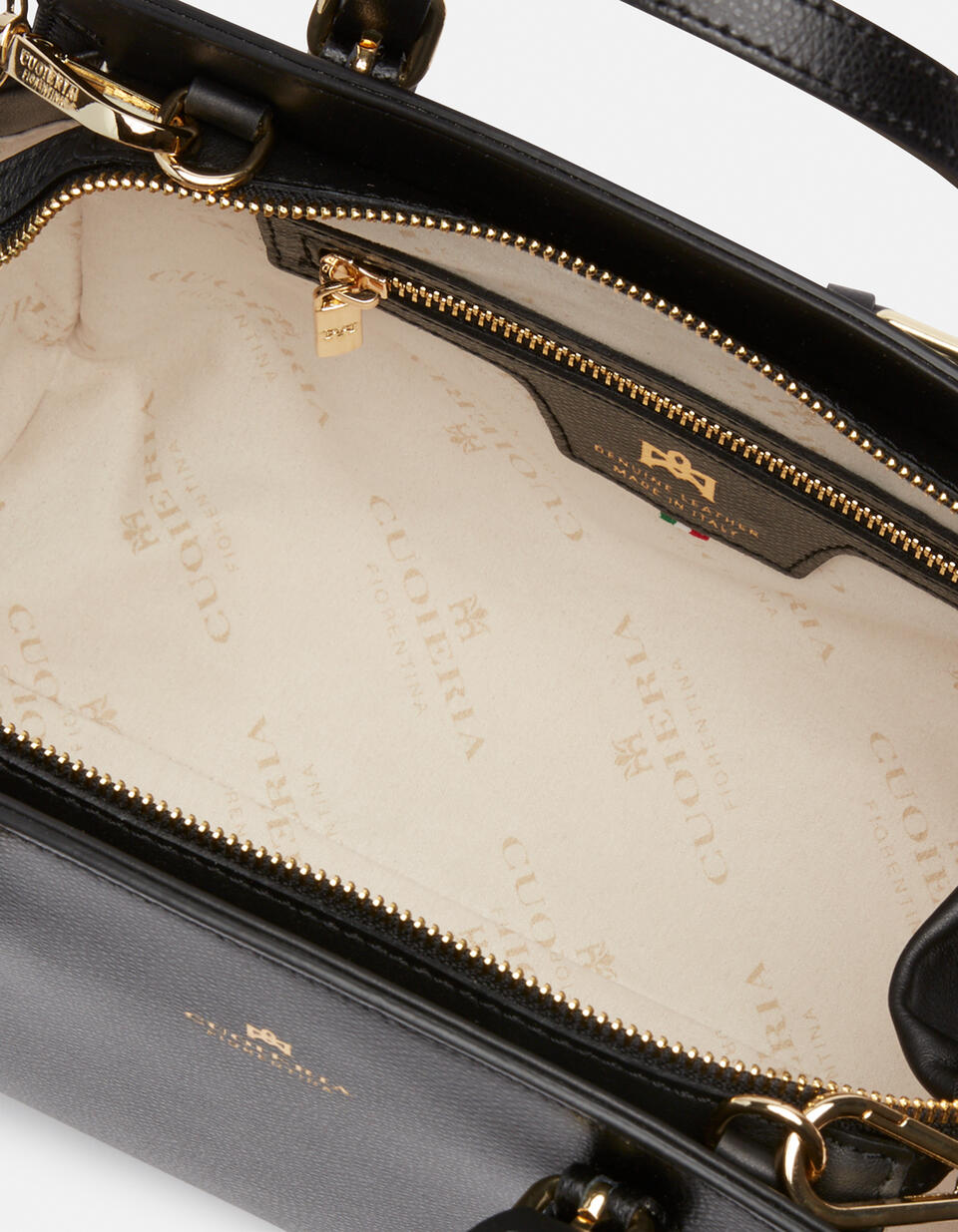 Alice small tote bag pentagonale con interno foderato NERO  - Tote Bag - Borse Donna - Borse - Cuoieria Fiorentina