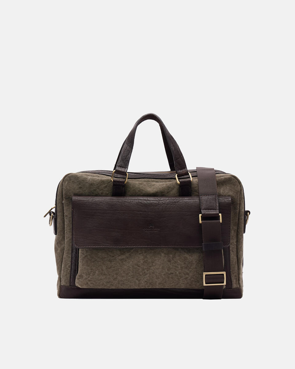 2 zip canvas leather briefcase Sales