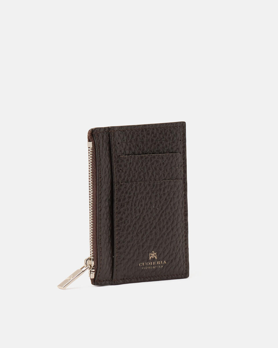 CARD HOLDER WITH ZIP Dark brown  - Men's Wallets - Wallets - Cuoieria Fiorentina