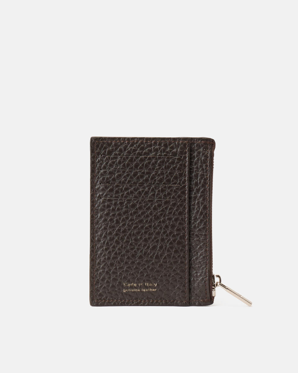 CARD HOLDER WITH ZIP Dark brown  - Men's Wallets - Wallets - Cuoieria Fiorentina