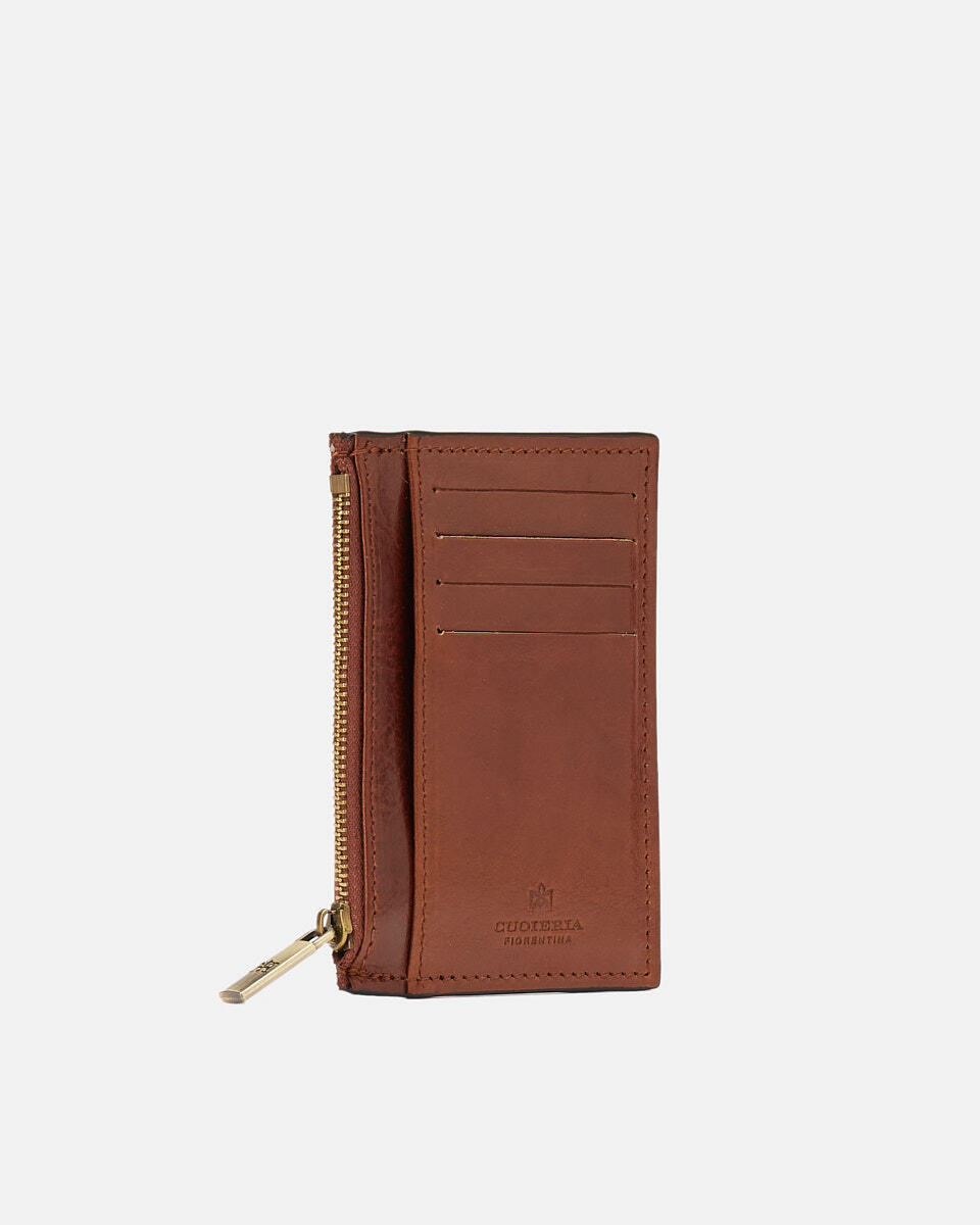 Card holder with zip Brown  - Women's Wallets - Women's Wallets - Wallets - Cuoieria Fiorentina