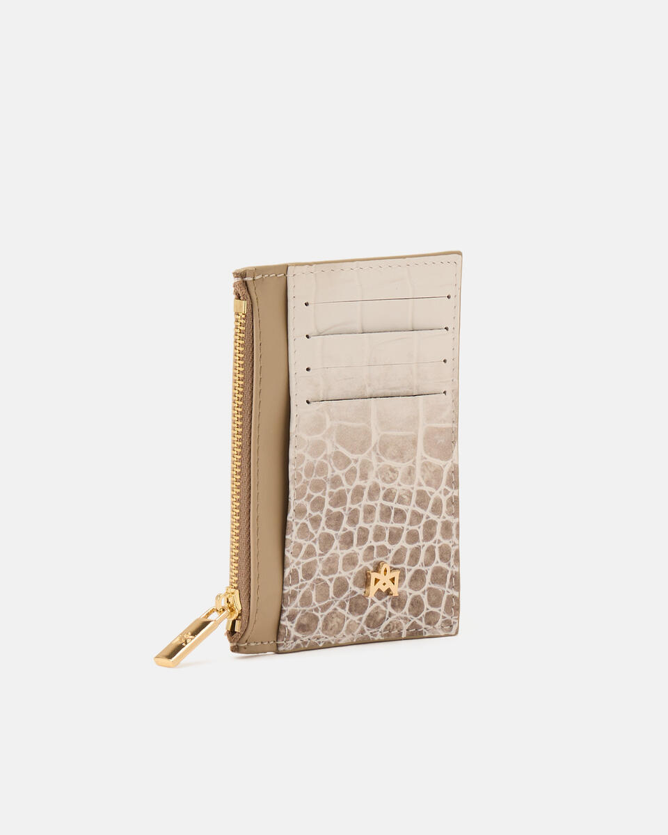Card holder with zip Ivory  - Women's Wallets - Wallets - Cuoieria Fiorentina