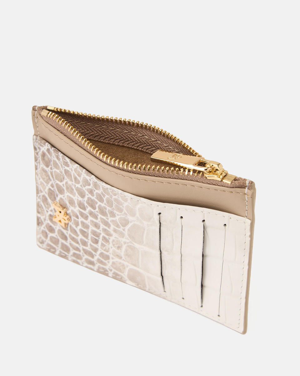 Card holder with zip Ivory  - Women's Wallets - Wallets - Cuoieria Fiorentina