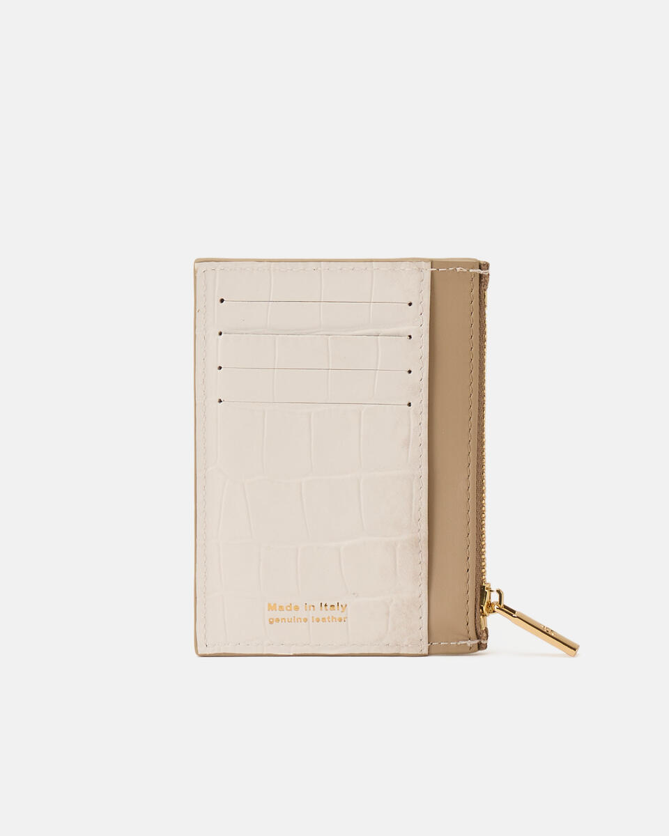 Card holder with zip Ivory  - Women's Wallets - Wallets - Cuoieria Fiorentina