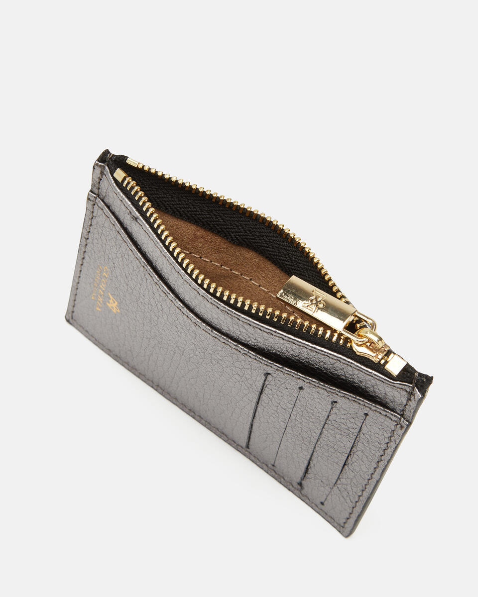 Velvet Portacarte con zip Acciaio  - Portafogli Donna - Portafogli - Cuoieria Fiorentina