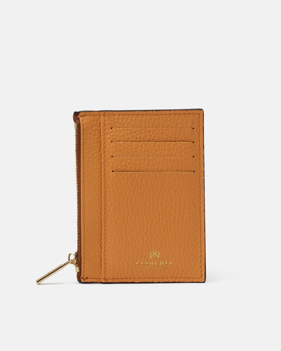 Card holder with zip Apricot  - Women's Wallets - Wallets - Cuoieria Fiorentina