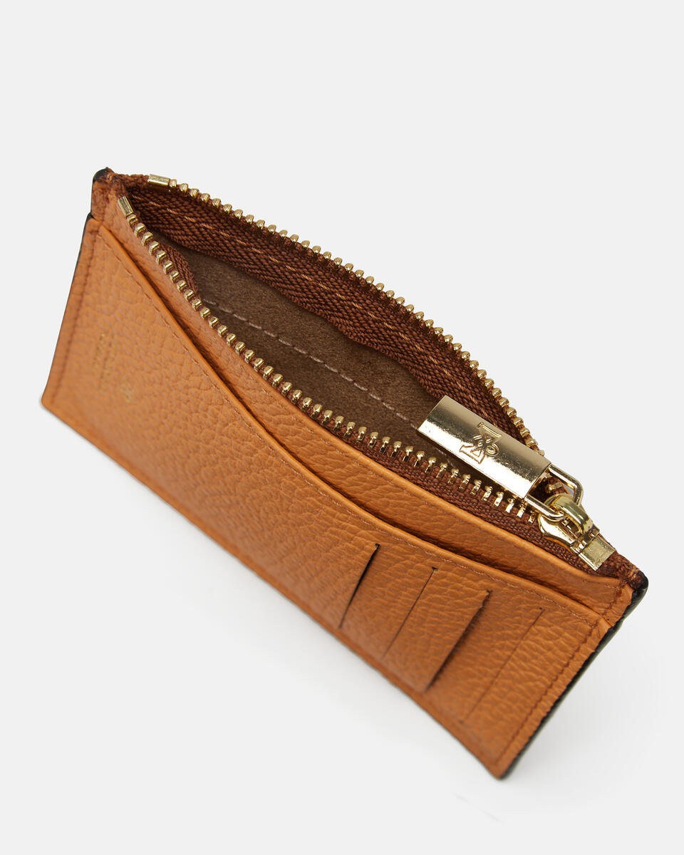 Card holder with zip Apricot  - Women's Wallets - Wallets - Cuoieria Fiorentina