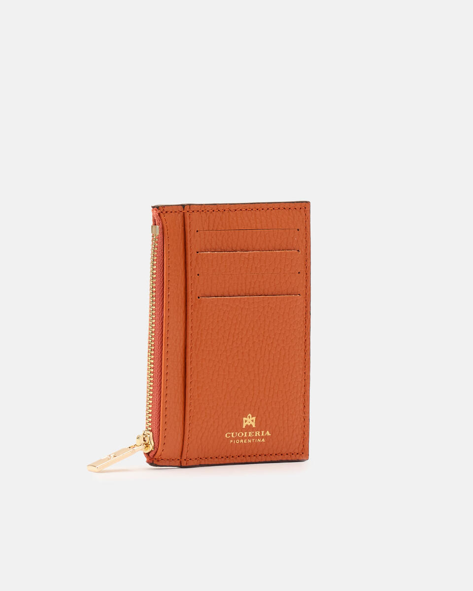 Card holder with zip Orange  - Women's Wallets - Women's Wallets - Wallets - Cuoieria Fiorentina